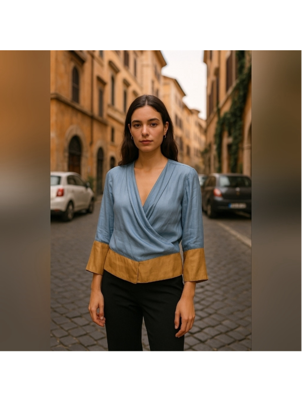 Patrizia Segreti Milano Draped Satin Blouse – Size IT 44 (Fits M/L)